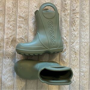 CROCS Kids Olive Green Rain Boots